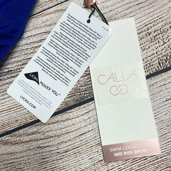 Calia Wide Band Mid Rise Jeweled Indigo Bikini Bottom NWT. - Picture 3 of 8